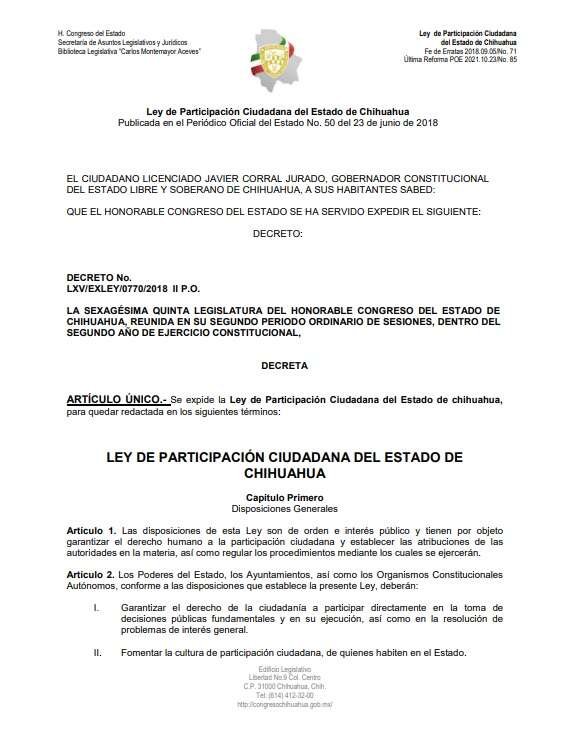 Ley de Participación Ciudadana del Estado de Chihuahua